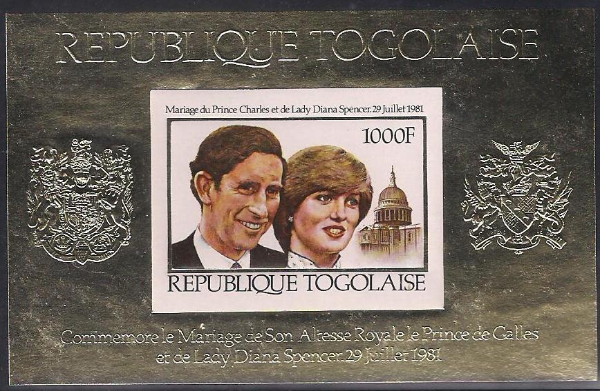 1981 Togo - Charles and Diana Wedding 1000f Imperforate MS MNH